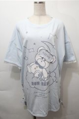 NOEMIE / ねむねむくまスピンドル裏毛チュニック  サックス S-25-10-17-036-LO-TO-HR-ZS