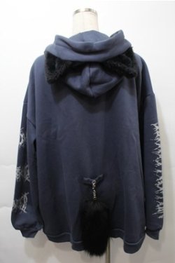 画像2: NOEMIE / ねこ耳しっぽ付き裏起毛ジップパーカー  紺 S-25-10-17-039-LO-TO-HR-ZS