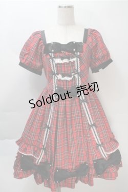画像1: Cute.Q / リボンタータンチェックワンピース  赤 S-25-10-20-030-EL-OP-HR-ZS