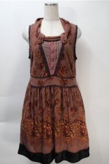 axes femme / ゴブランパネル柄ワンピース  ブラウン S-25-10-20-032-AX-OP-HR-ZS