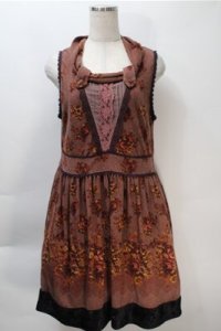 axes femme / ゴブランパネル柄ワンピース  ブラウン S-25-10-20-032-AX-OP-HR-ZS