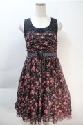 axes femme NOSTALGIE / 花柄ワンピース  黒 S-25-10-20-043-AX-OP-HR-ZS