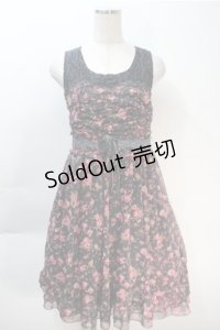 axes femme NOSTALGIE / 花柄ワンピース  黒 S-25-10-20-043-AX-OP-HR-ZS