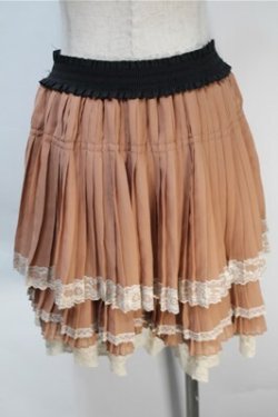 画像2: axes femme / シフォンプリーツスカート  ブラウン S-25-10-20-046-AX-SK-HR-ZS
