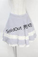 axes femme / レース配色ニットスカート  サックスｘキナリ S-25-10-20-050-AX-SK-HR-ZS
