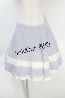 画像1: axes femme / レース配色ニットスカート  サックスｘキナリ S-25-10-20-050-AX-SK-HR-ZS
