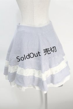 画像2: axes femme / レース配色ニットスカート  サックスｘキナリ S-25-10-20-050-AX-SK-HR-ZS