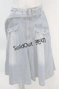 画像1: axes femme / ワイドハーフパンツ  ブルー S-25-10-20-053-AX-PA-HR-ZS