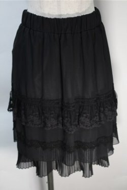 画像1: axes femme / シフォンレースプリーツスカート  黒 S-25-10-20-056-AX-SK-HR-ZS