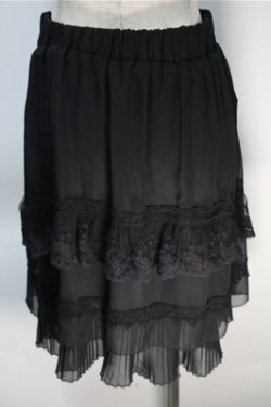 画像2: axes femme / シフォンレースプリーツスカート  黒 S-25-10-20-056-AX-SK-HR-ZS