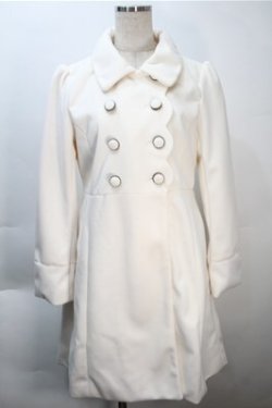 画像1: axes femme POETIQUE / スカラップ丸襟コート  白 S-25-10-20-017-AX-CO-HR-ZS