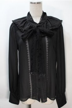 画像1: axes femme kawaii / レースボータイフリルブラウス  黒 S-25-10-20-019-AX-BL-HR-ZS