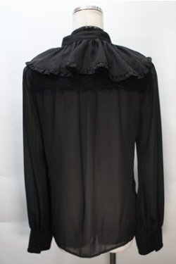 画像2: axes femme kawaii / レースボータイフリルブラウス  黒 S-25-10-20-019-AX-BL-HR-ZS