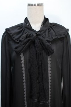 画像3: axes femme kawaii / レースボータイフリルブラウス  黒 S-25-10-20-019-AX-BL-HR-ZS