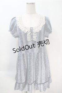 axes femme / ドットＸレース柄チュニック  ブルー S-25-10-20-022-AX-OP-HR-ZS