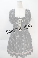 axes femme / ティータイムメルヘンチュニ  黒 S-25-10-20-023-AX-OP-HR-ZS