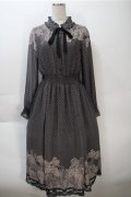 axes femme / レース柄プリントワンピース  黒 S-25-10-20-024-AX-OP-HR-ZS