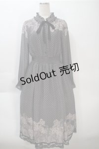 axes femme / レース柄プリントワンピース  黒 S-25-10-20-024-AX-OP-HR-ZS