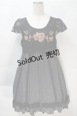 画像1: axes femme / 縦レース切替シフォンチュニック  黒 S-25-10-20-025-AX-OP-HR-ZS