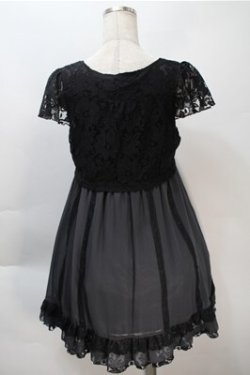 画像2: axes femme / 縦レース切替シフォンチュニック  黒 S-25-10-20-025-AX-OP-HR-ZS