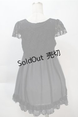 画像2: axes femme / 縦レース切替シフォンチュニック  黒 S-25-10-20-025-AX-OP-HR-ZS