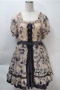 axes femme / シフォンピクニック柄チュニ  紺ｘベージュ S-25-10-20-027-AX-OP-HR-ZS