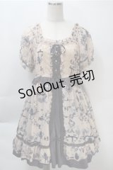 axes femme / シフォンピクニック柄チュニ  紺ｘベージュ S-25-10-20-027-AX-OP-HR-ZS