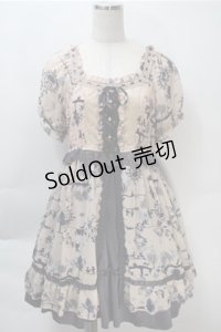 axes femme / シフォンピクニック柄チュニ  紺ｘベージュ S-25-10-20-027-AX-OP-HR-ZS