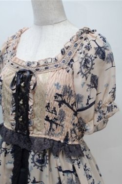画像3: axes femme / シフォンピクニック柄チュニ  紺ｘベージュ S-25-10-20-027-AX-OP-HR-ZS