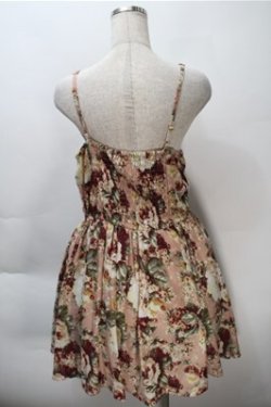 画像2: axes femme / 薔薇プリント&胸元フラワーモチーフジャンパースカート  ピンク S-25-10-20-028-AX-OP-HR-ZS