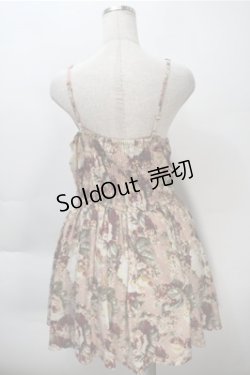 画像2: axes femme / 薔薇プリント&胸元フラワーモチーフジャンパースカート  ピンク S-25-10-20-028-AX-OP-HR-ZS