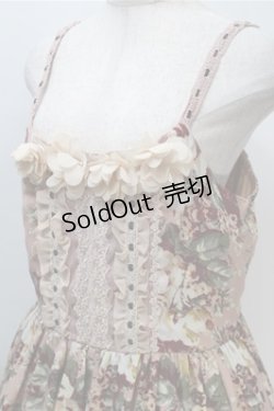 画像3: axes femme / 薔薇プリント&胸元フラワーモチーフジャンパースカート  ピンク S-25-10-20-028-AX-OP-HR-ZS