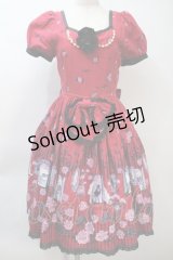 ALICE and the PIRATES / Vampire Prelude柄ワンピース  エンジｘ黒 S-25-10-21-031-PA-OP-AS-ZS