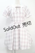 Ank Rouge / ブロックチェックパフワンピース  ピンクｘ白 S-25-10-21-035-CA-OP-HR-ZS
