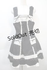 BABY,THE STARS SHINE BRIGHT / 裾スカラップジャンパースカート  黒ｘ白 S-25-10-21-041-BA-OP-HR-ZS