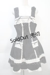 BABY,THE STARS SHINE BRIGHT / 裾スカラップジャンパースカート  黒ｘ白 S-25-10-21-041-BA-OP-HR-ZS