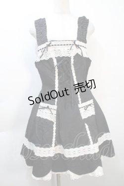 画像1: BABY,THE STARS SHINE BRIGHT / 裾スカラップジャンパースカート  黒ｘ白 S-25-10-21-041-BA-OP-HR-ZS