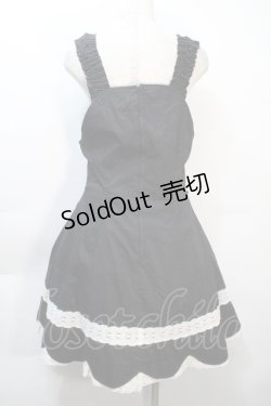 画像2: BABY,THE STARS SHINE BRIGHT / 裾スカラップジャンパースカート  黒ｘ白 S-25-10-21-041-BA-OP-HR-ZS