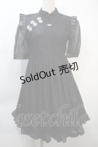 Ank Rouge / ハートあきレースチャイナワンピース  黒 S-25-10-21-047-CA-OP-HR-ZS