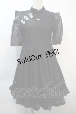 画像1: Ank Rouge / ハートあきレースチャイナワンピース  黒 S-25-10-21-047-CA-OP-HR-ZS