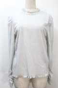 axes femme / タック×フレア袖ラメリブプルオーバー  グレー S-25-10-21-006-AX-TO-HR-ZS