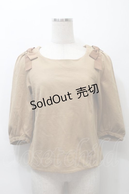 画像1: franche lippee black / 肩リボンプルオーバー  ベージュ S-25-10-21-012-LO-TO-AS-ZT617 (1)