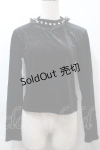 Jamie エーエヌケー / スタッズベロアトップス  黒 S-25-10-21-013-LO-TO-HR-ZS