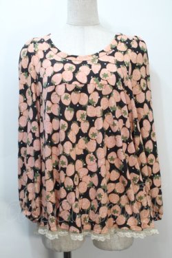画像1: Franche Lippee / 総柄カットソー  黒 S-25-10-21-002-LO-TO-AS-ZS