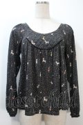 Franche Lippee / 総柄カットソー  黒 S-25-10-21-003-LO-TO-AS-ZS