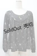 Franche Lippee / 総柄カットソー  黒 S-25-10-21-003-LO-TO-AS-ZS