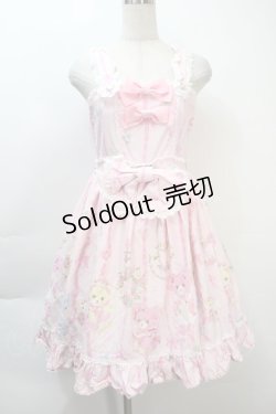 画像1: BABY,THE STARS SHINE BRIGHT / なかよしくみゃちゃんはちみつ大好き柄ソフィージャンパースカート  ピンク S-25-10-21-027-BA-OP-AS-ZS