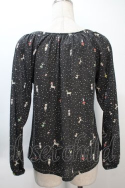画像2: Franche Lippee / 総柄カットソー  黒 S-25-10-21-003-LO-TO-AS-ZS