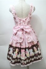 画像2: BABY,THE STARS SHINE BRIGHT / なかよしくみゃちゃんはちみつ大好き柄ジュディジャンパースカート  ピンク S-25-10-23-1021-BA-OP-AS-ZS (2)