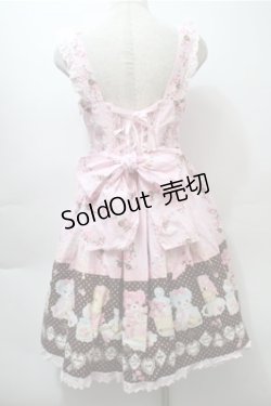 画像2: BABY,THE STARS SHINE BRIGHT / なかよしくみゃちゃんはちみつ大好き柄ジュディジャンパースカート  ピンク S-25-10-23-1021-BA-OP-AS-ZS